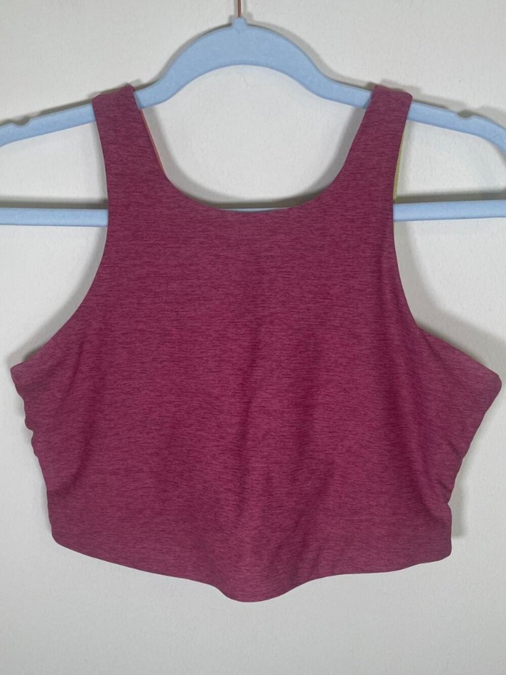 Outdoor Voices Venus Color Block Crop Top Sports Bra in Merlot Mellow Nectarine